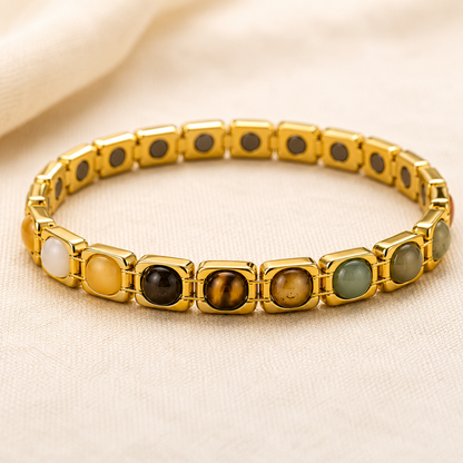 Green Aventurine, Tiger Eye, Citrine & Pyrite Bracelet for Growth