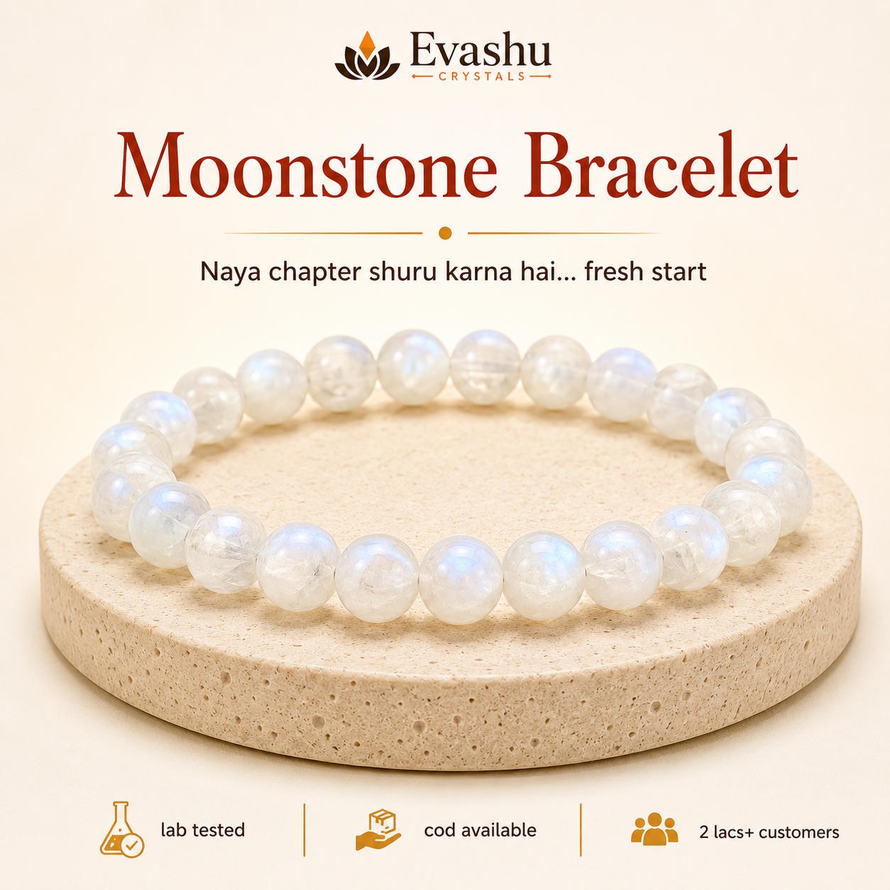 Natural Moonstone 8mm Bracelet for Intuition