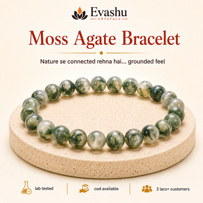Natural Moss Agate 8mm Bracelet for New Beginnings