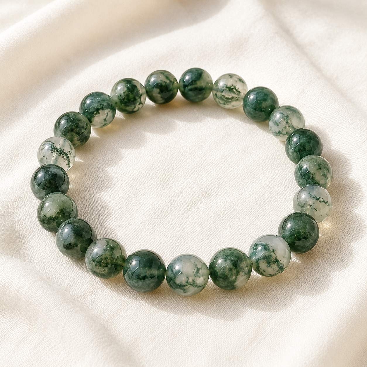 Natural Moss Agate 8mm Bracelet for New Beginnings