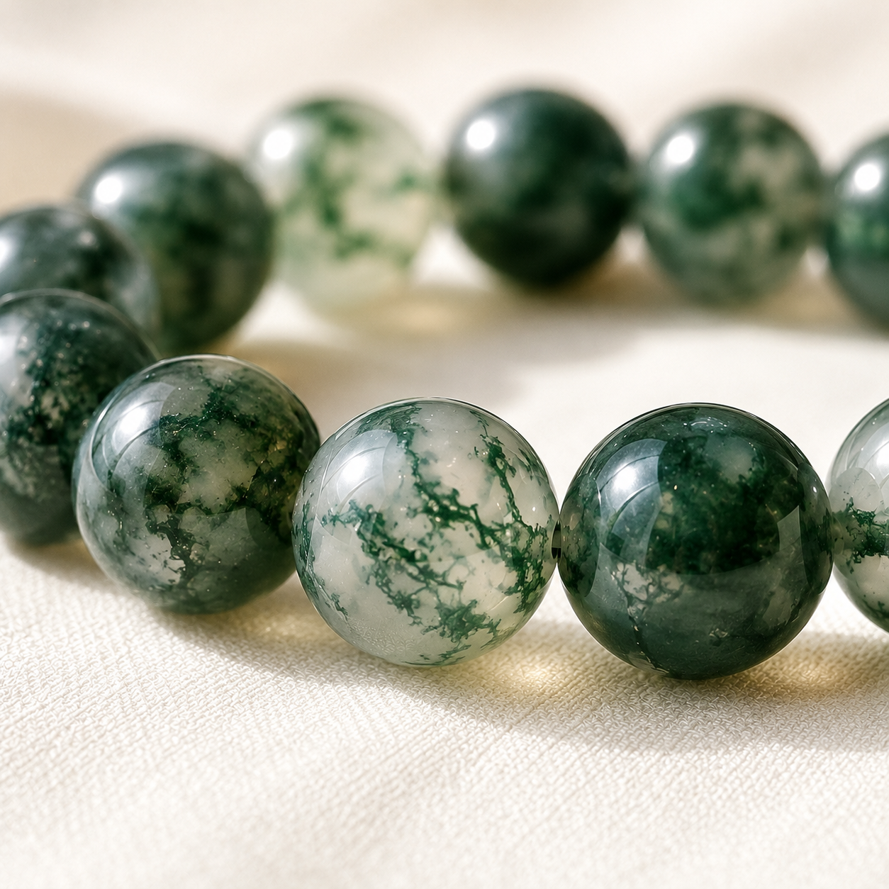 Natural Moss Agate 8mm Bracelet for New Beginnings
