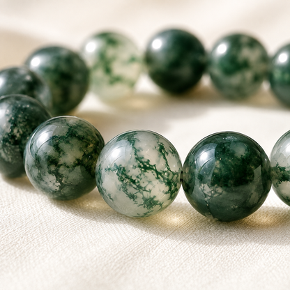 Natural Moss Agate 8mm Bracelet for New Beginnings