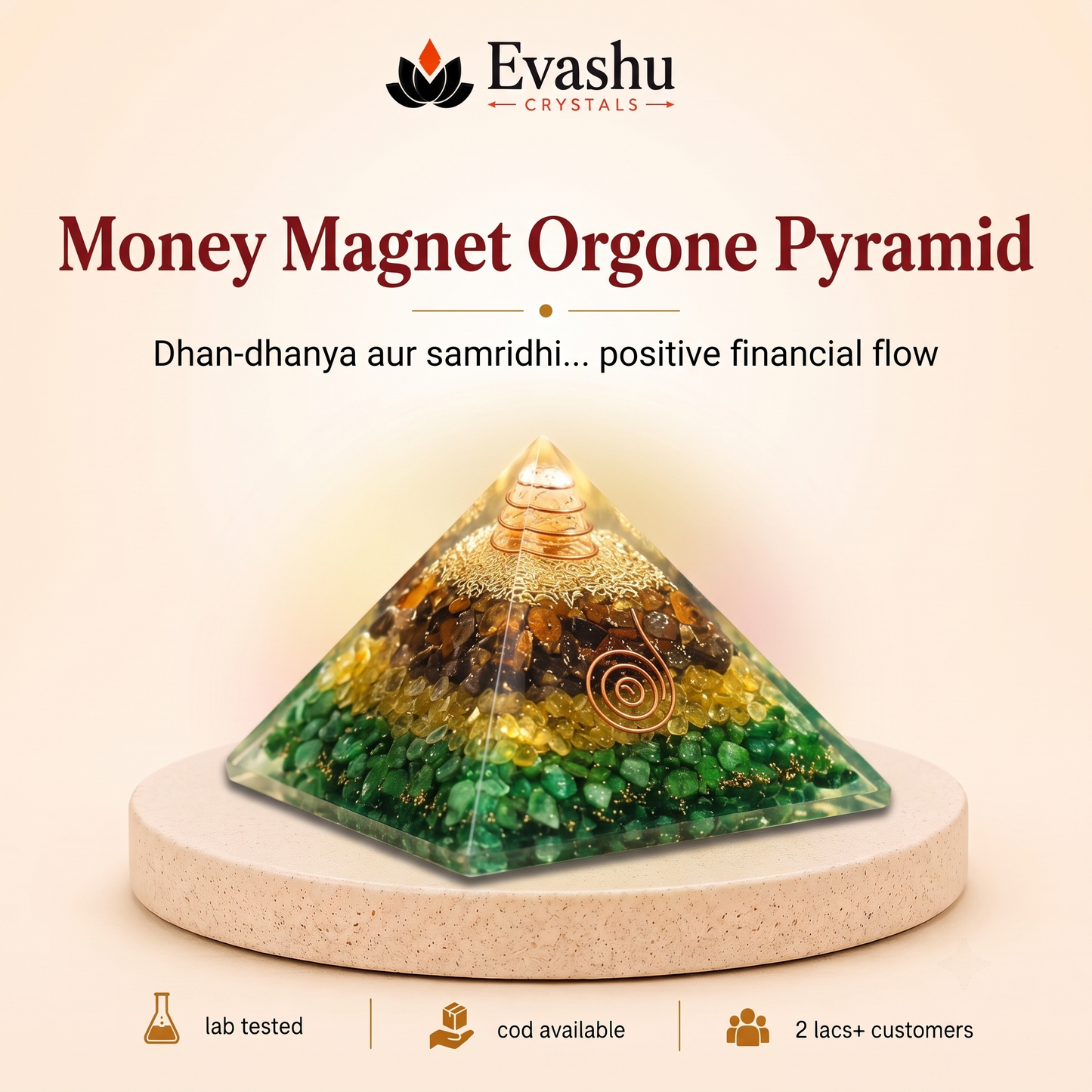 Natural Prosperity Crystal Pyramid for Abundance