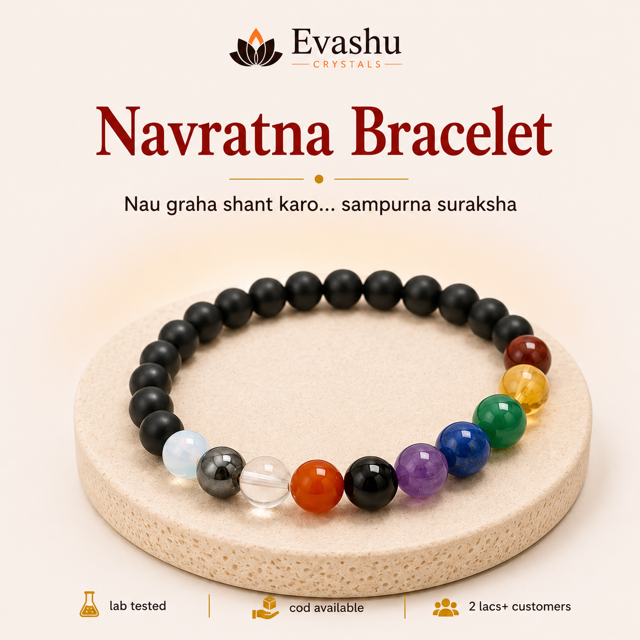 Natural Navratna (Nine Gems) Bracelet Set for Balance