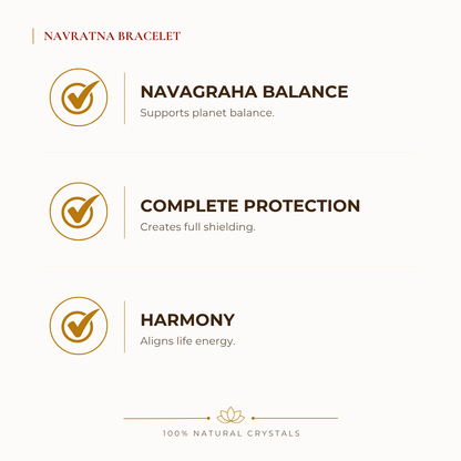 Natural Navratna (Nine Gems) Bracelet Set for Balance