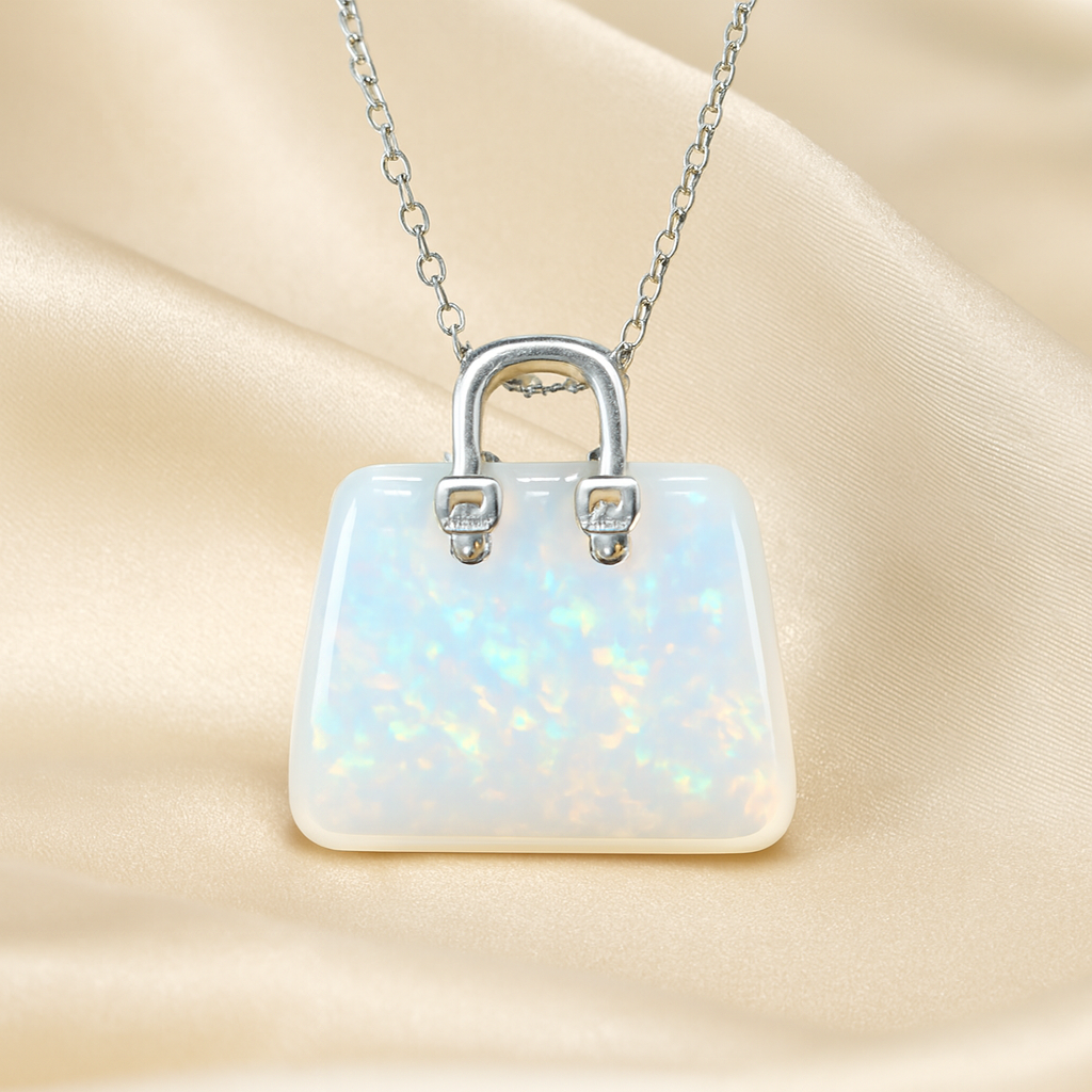 Natural Opal Mini Handbag Pendant for Creativity