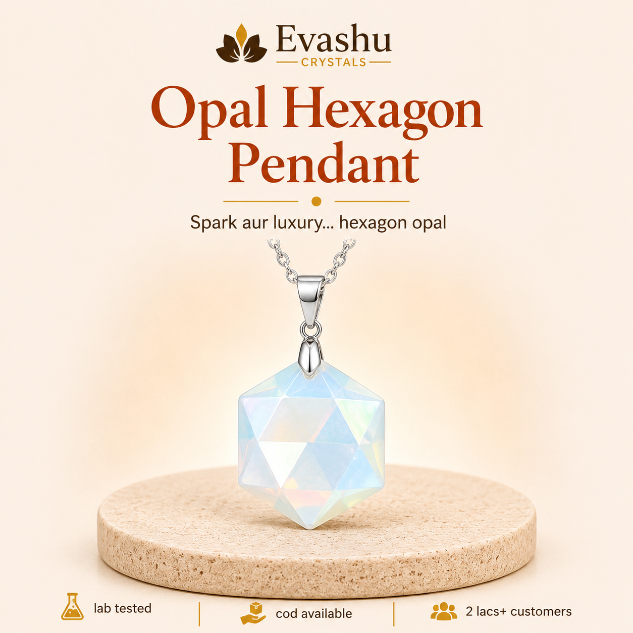 Natural Opal Hexagon Pendant for Hope