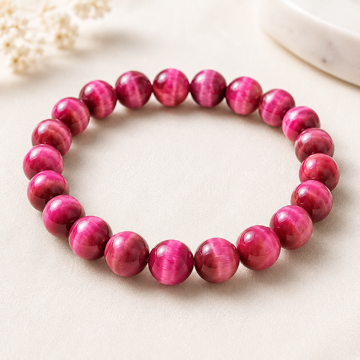 Natural Pink Tiger Eye 8mm Bracelet for Confidence