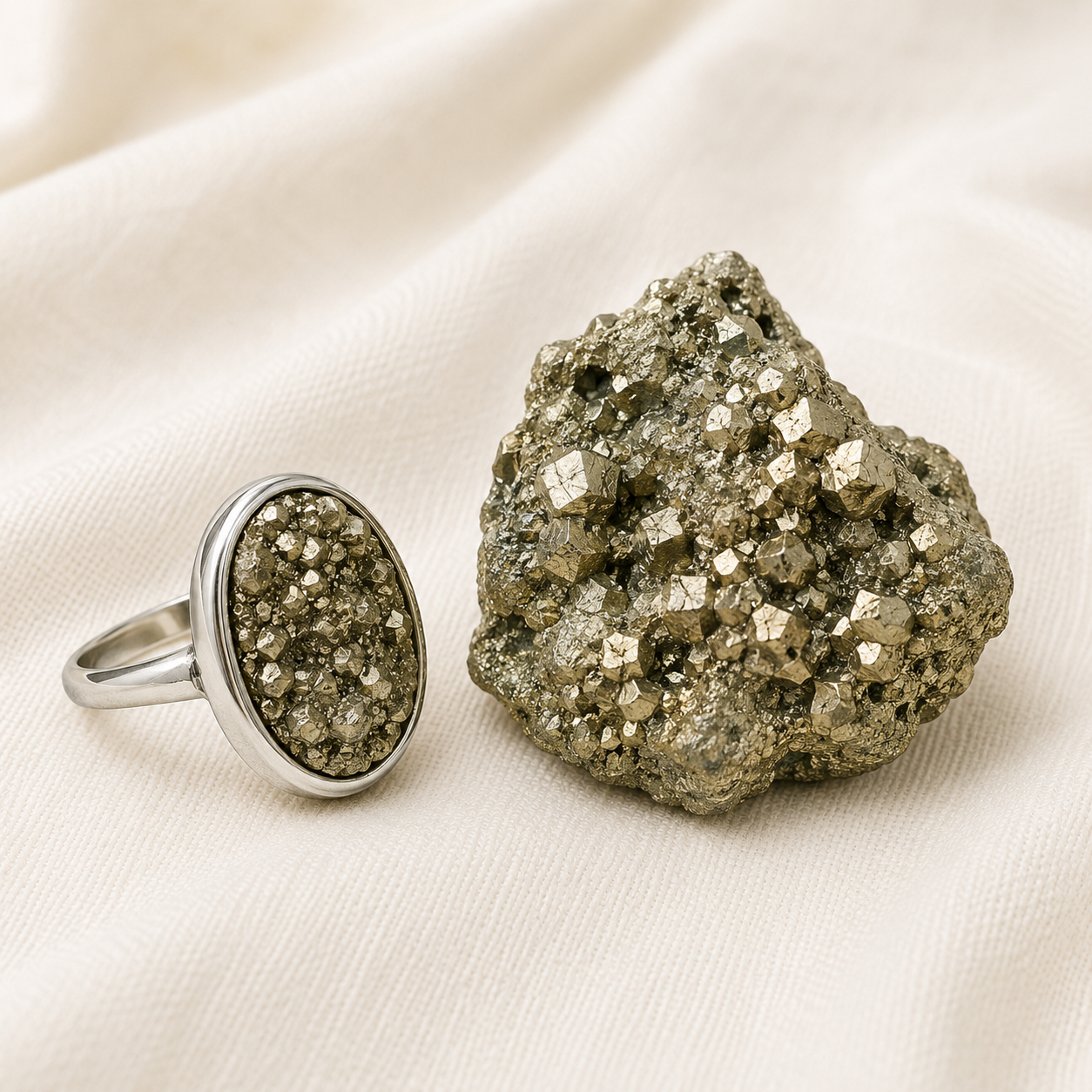 Pyrite Stone & Ring Set for Prosperity