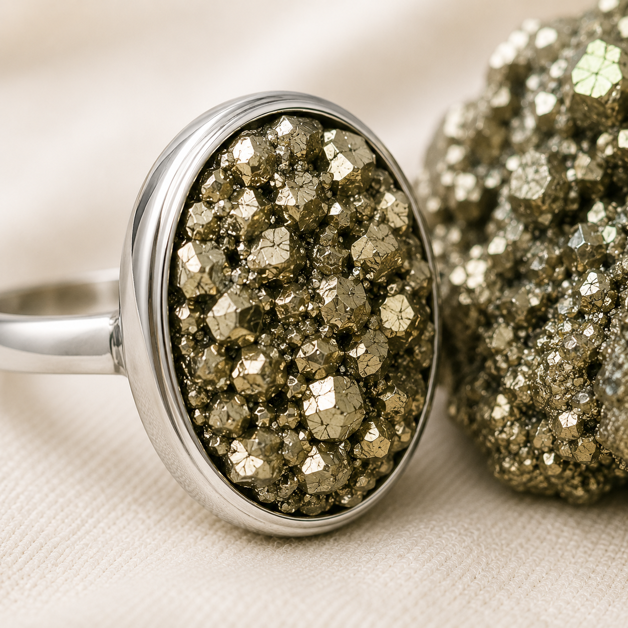 Pyrite Stone & Ring Set for Prosperity