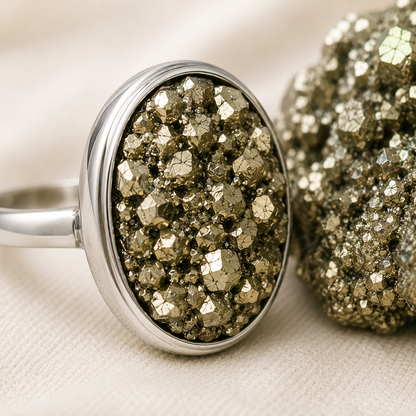 Pyrite Stone & Ring Set for Prosperity