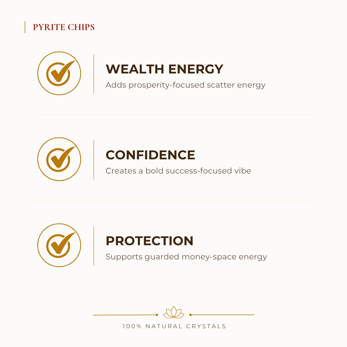 Natural Pyrite Crystal Chips for Abundance