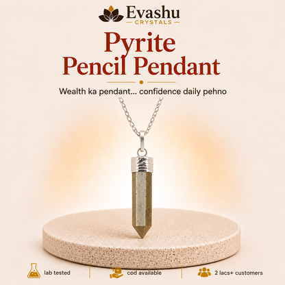 Natural Pyrite Pencil Pendant for Abundance