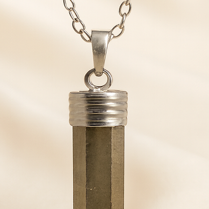 Natural Pyrite Pencil Pendant for Abundance