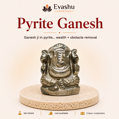 Natural Pyrite Ganesh Ring for Prosperity