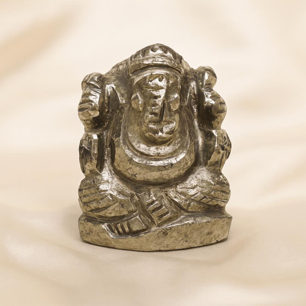 Natural Pyrite Ganesh Ring for Prosperity