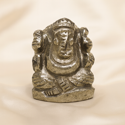 Natural Pyrite Ganesh Ring for Prosperity
