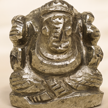 Natural Pyrite Ganesh Ring for Prosperity