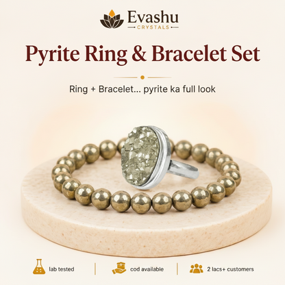 Natural Pyrite Ring & Bracelet Combo for Prosperity