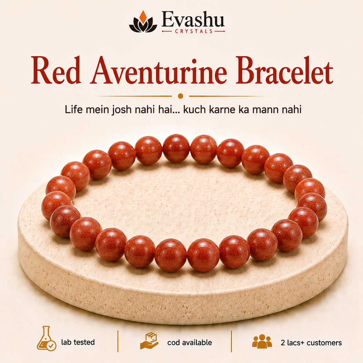 Natural Red Aventurine 8mm Bracelet for Vitality
