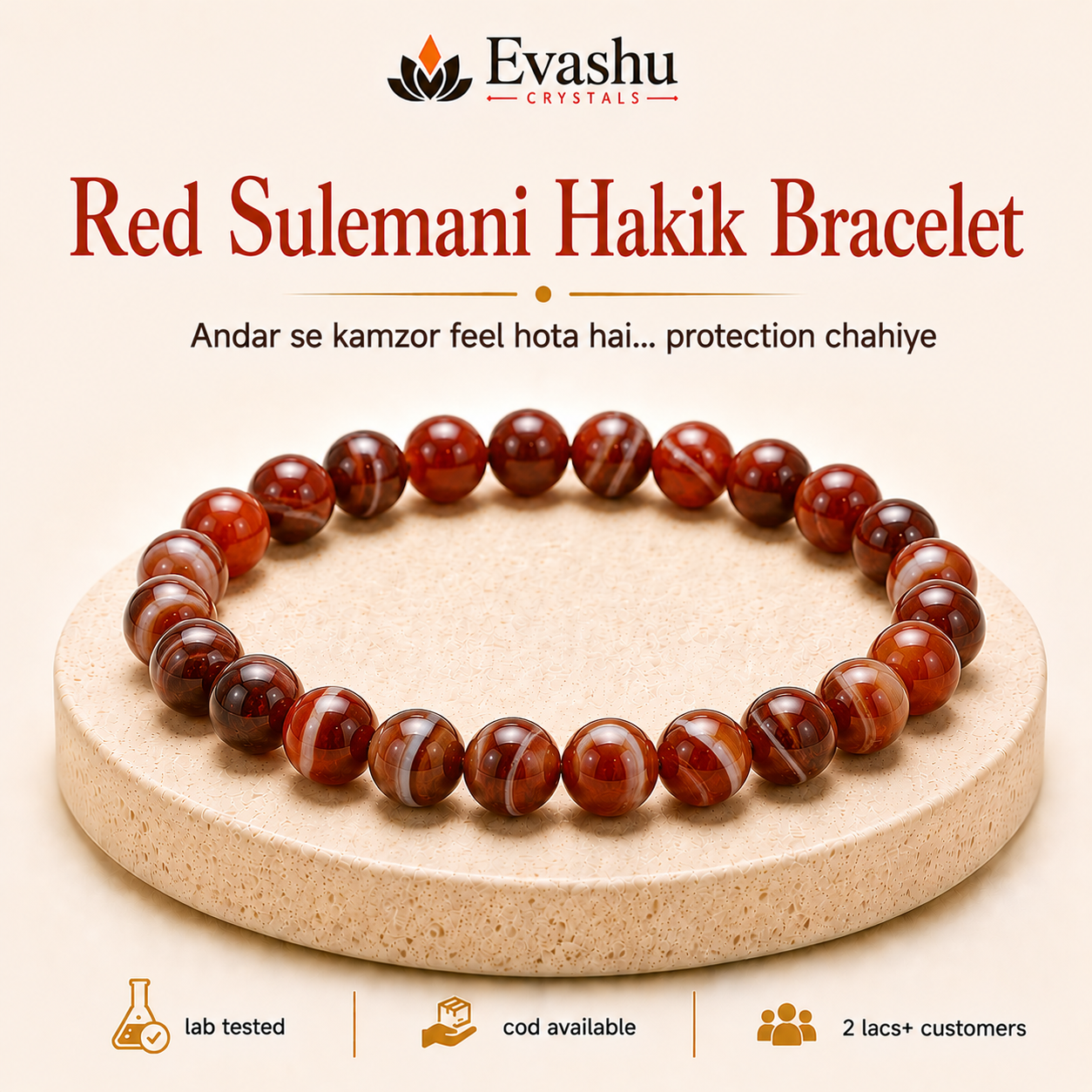Natural Sulemani Agate & Red Sulemani Bracelet for Positive Energy
