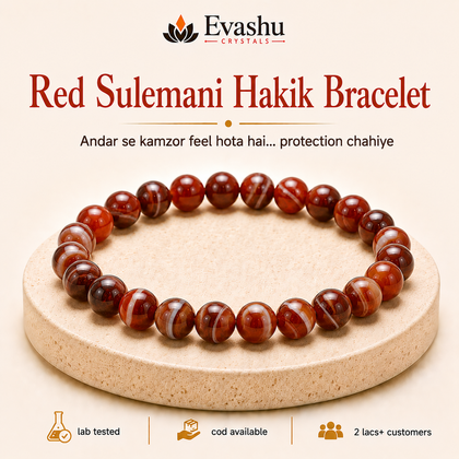 Natural Sulemani Agate & Red Sulemani Bracelet for Positive Energy