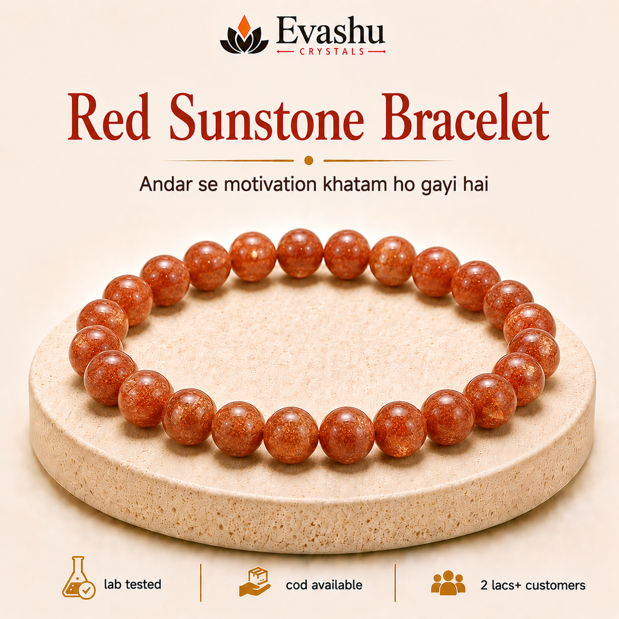 Natural Sunstone & Red Sunstone Bracelet for Confidence