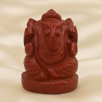 Natural Red Jasper Ganesh Ring for Strength