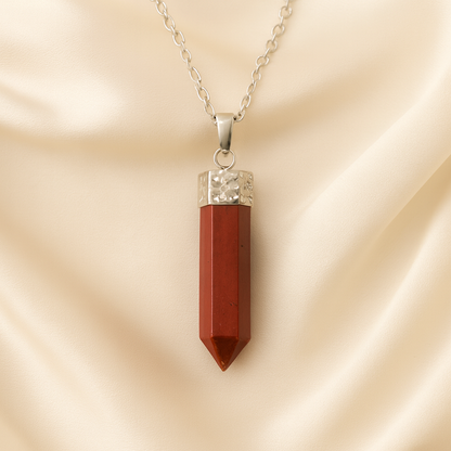 Natural Red Jasper Pencil Pendant for Strength