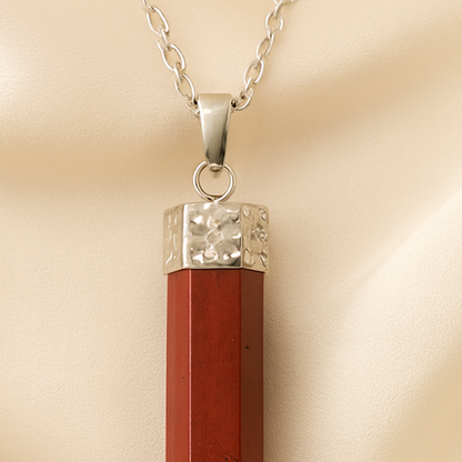 Natural Red Jasper Pencil Pendant for Strength