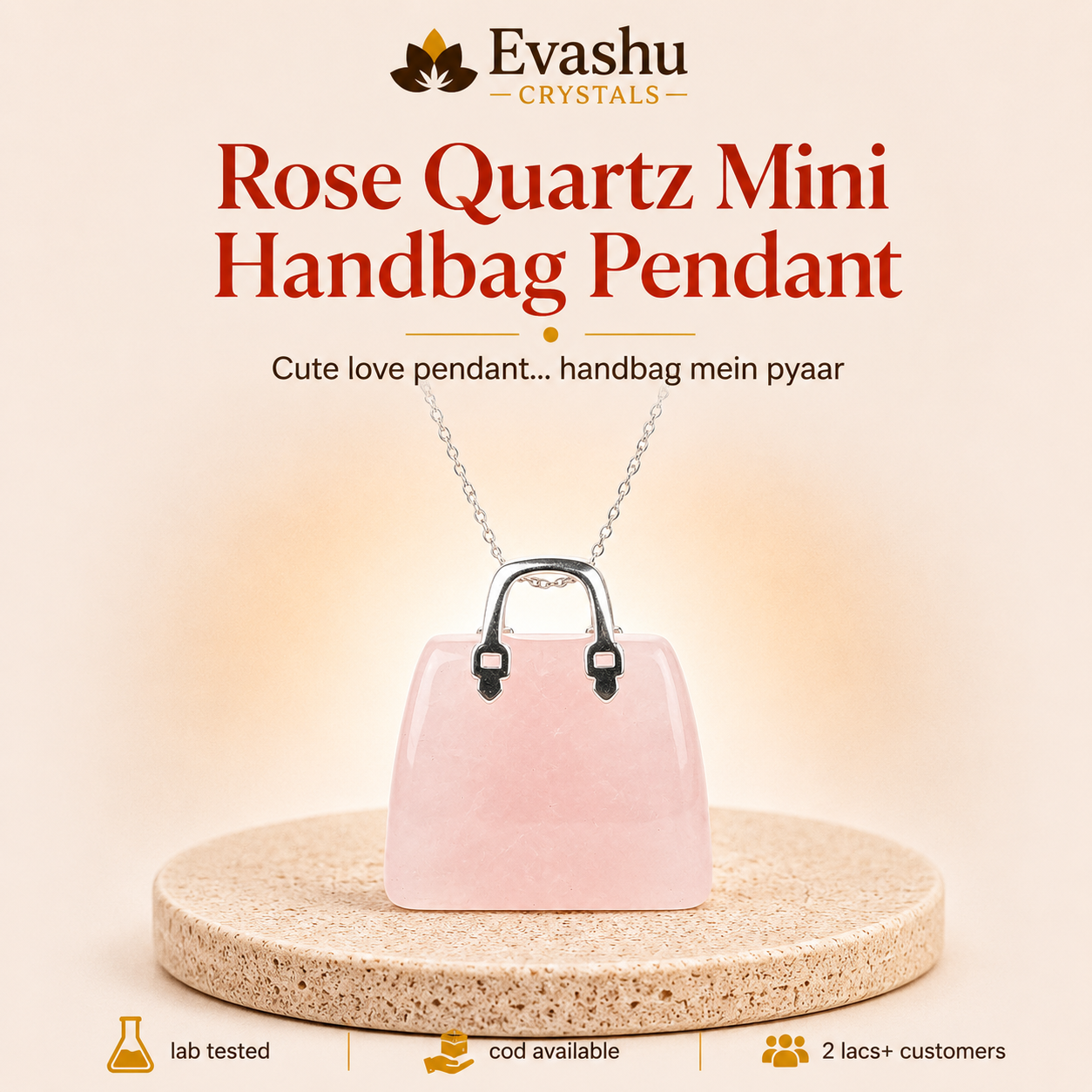 Natural Rose Quartz Mini Handbag Pendant for Self-Love