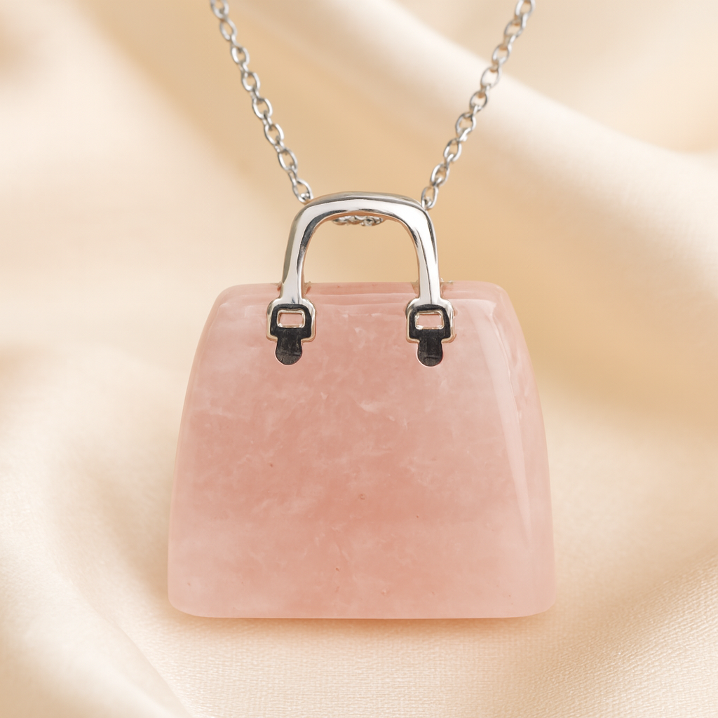 Natural Rose Quartz Mini Handbag Pendant for Self-Love