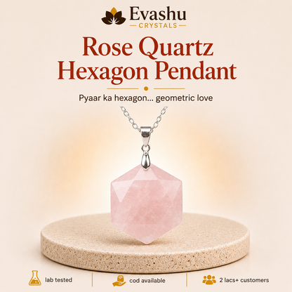 Natural Rose Quartz Hexagon Pendant for Love