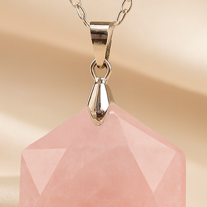 Natural Rose Quartz Hexagon Pendant for Love