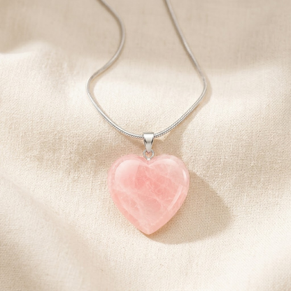Natural Rose Quartz Heart Pendant for Self-Love