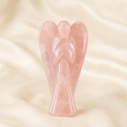 Natural Rose Quartz Angel Ring for Compassion