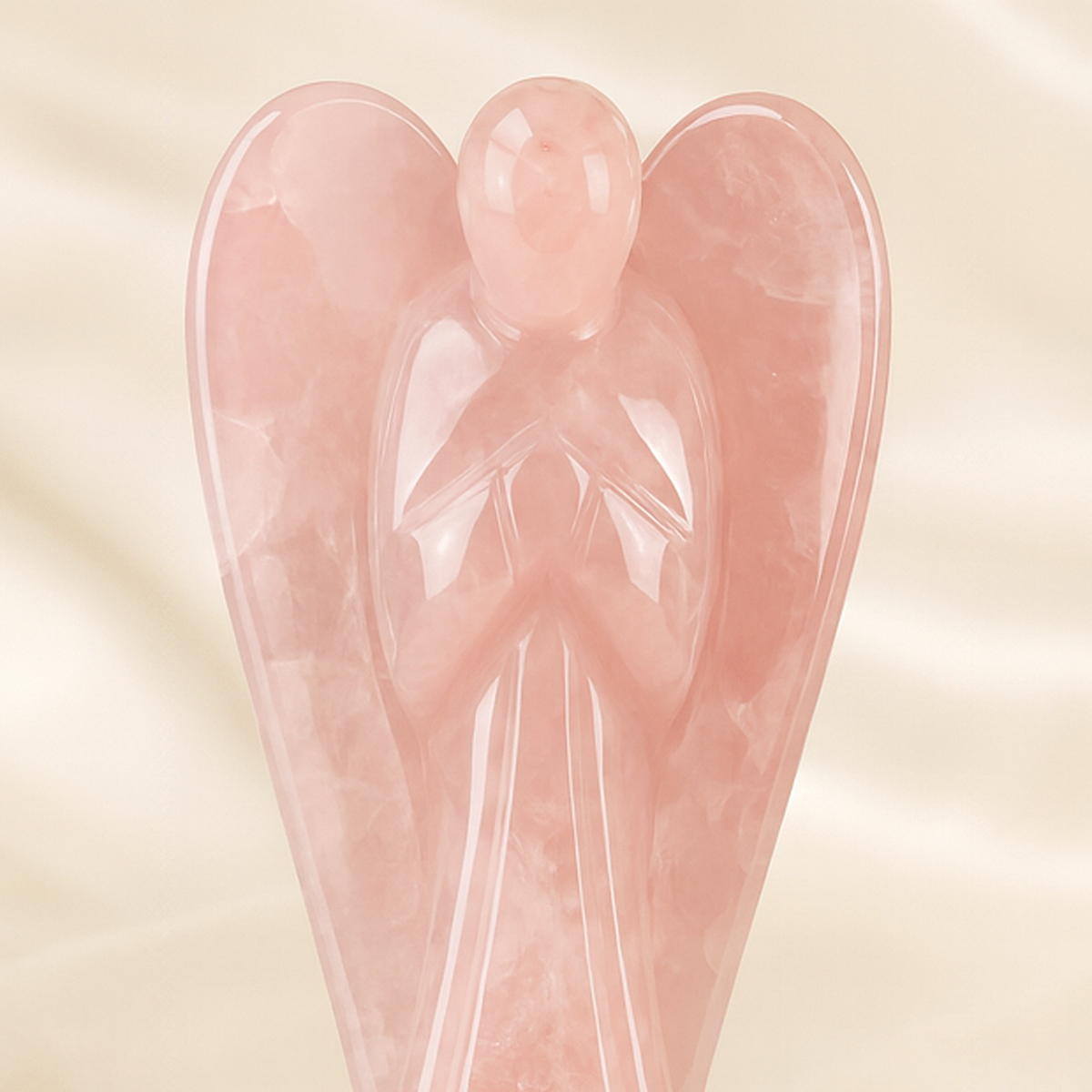 Natural Rose Quartz Angel Ring for Compassion