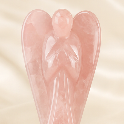 Natural Rose Quartz Angel Ring for Compassion