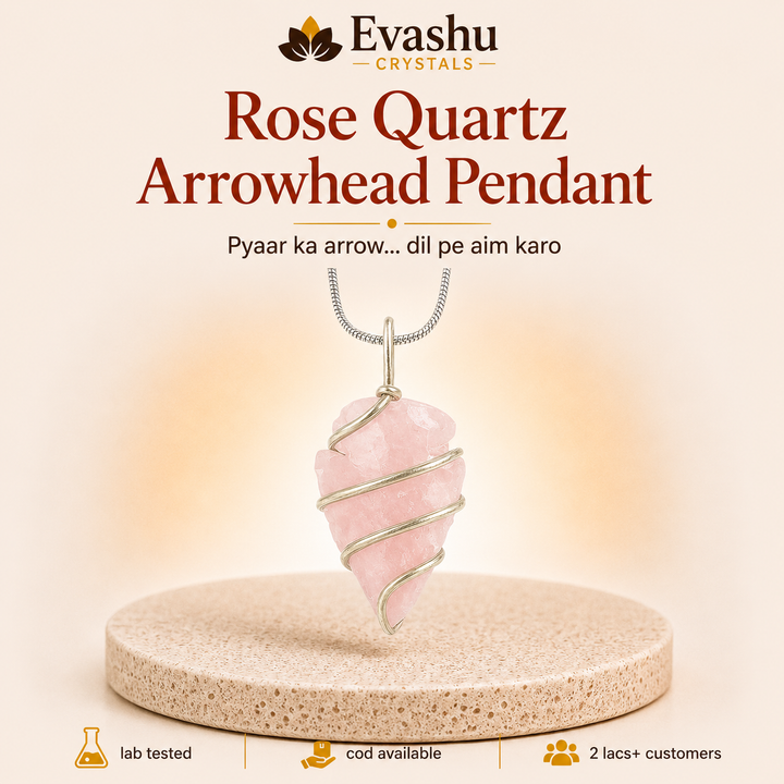 Natural Rose Quartz Arrowhead Pendant for Love