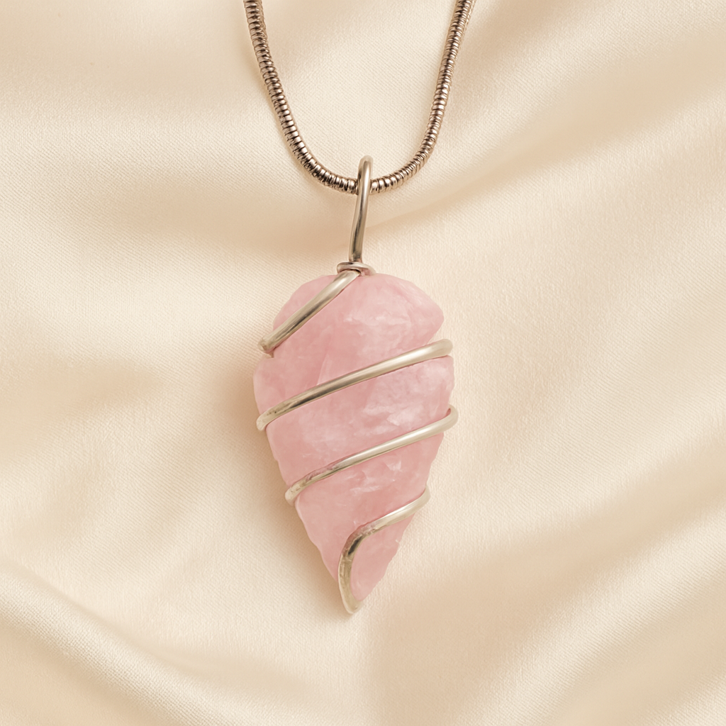 Natural Rose Quartz Arrowhead Pendant for Love