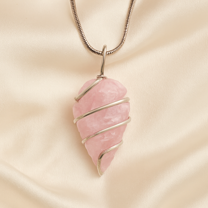 Natural Rose Quartz Arrowhead Pendant for Love