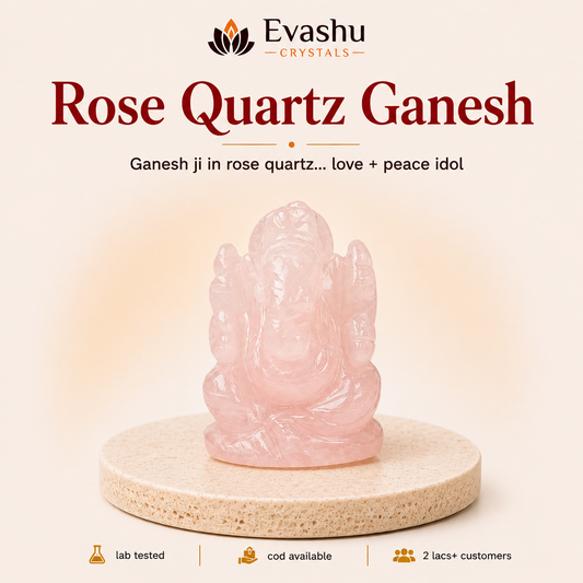 Natural Rose Quartz Ganesh Ring for Self-Love