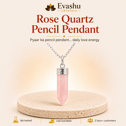 Natural Rose Quartz Pencil Pendant for Love