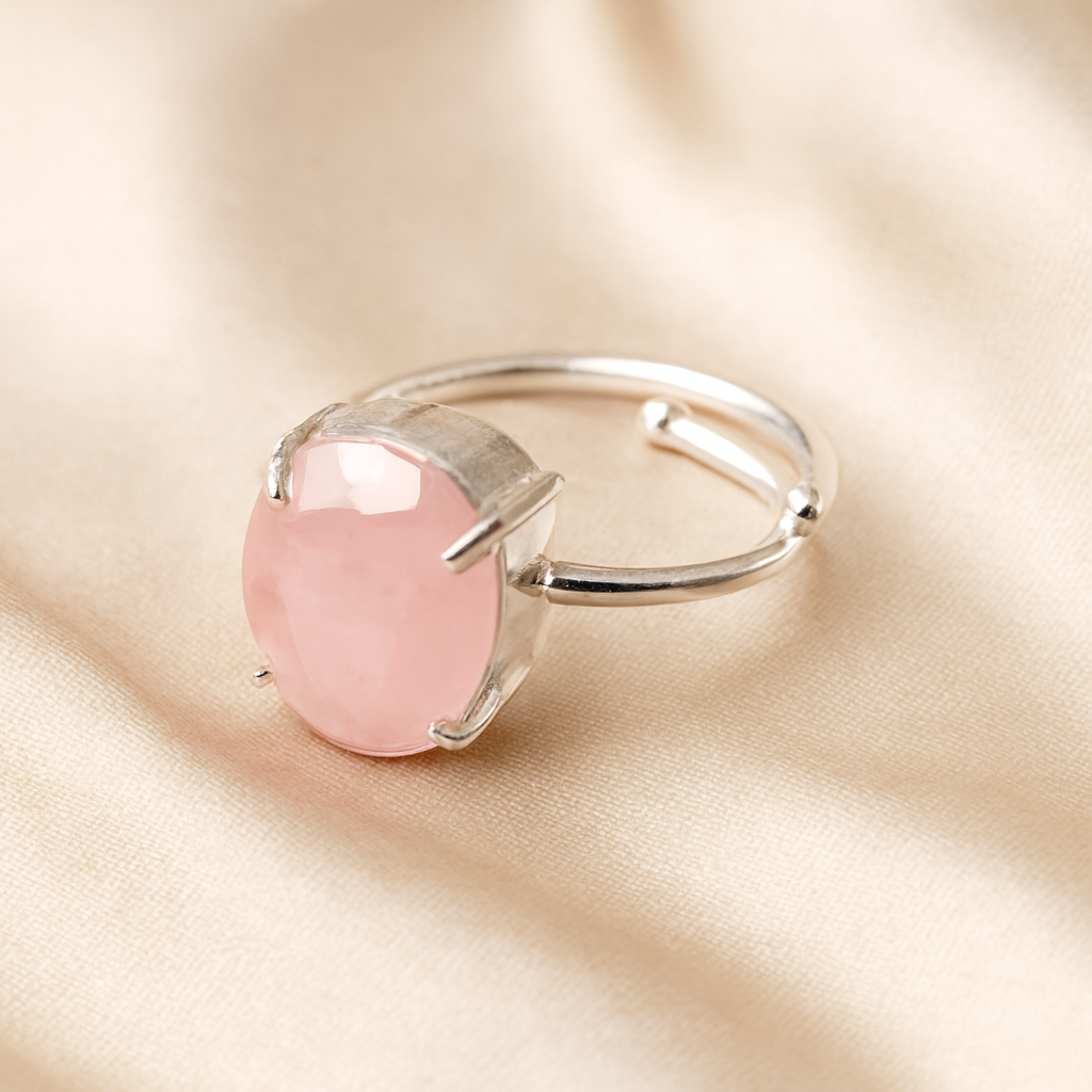 Natural Rose Quartz Ring for Love