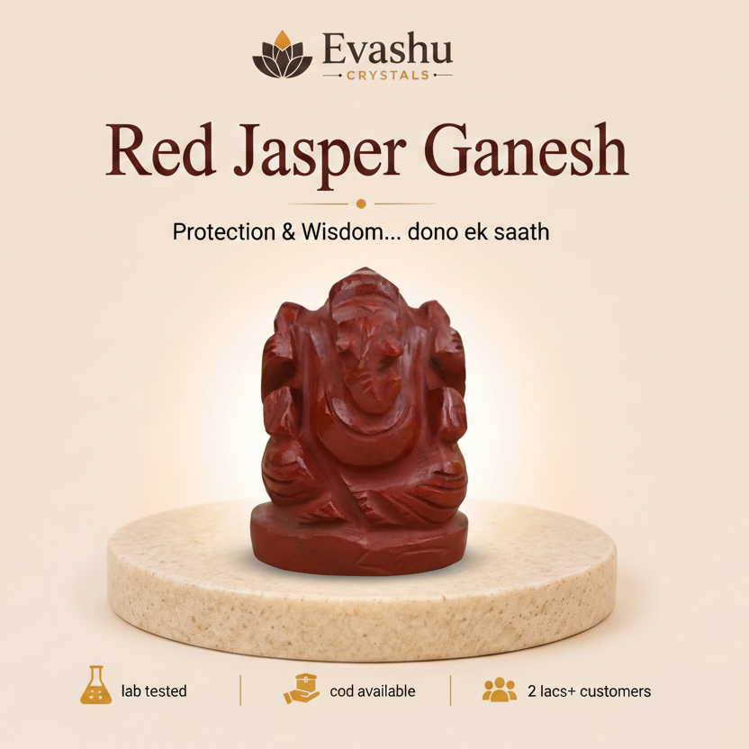 Natural Red Jasper Ganesh Ring for Strength