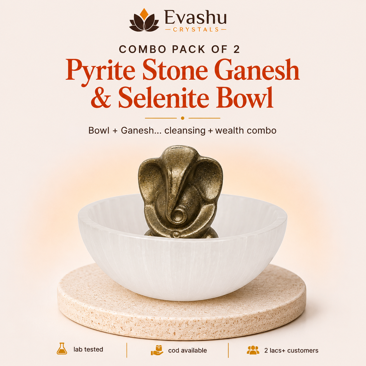 Selenite Bowl & Pyrite Ganesh Set for New Beginnings