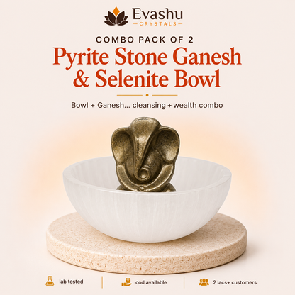 Selenite Bowl & Pyrite Ganesh Set for New Beginnings