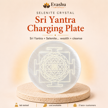 Natural Selenite Sri Yantra Om Charging Plate for Prosperity