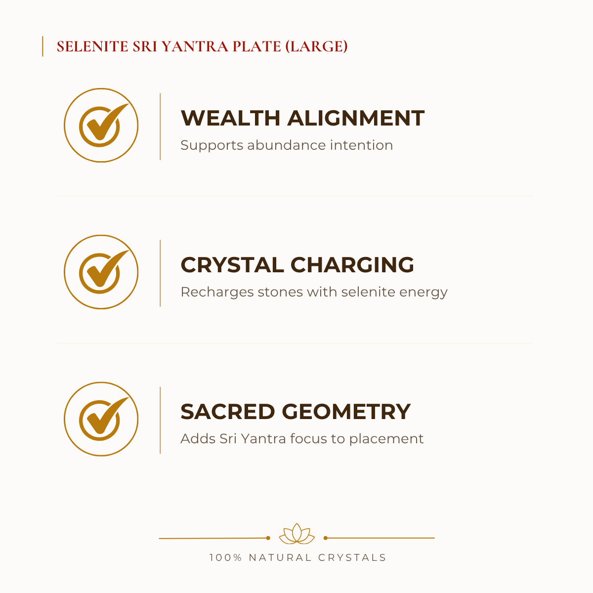 Natural Selenite Sri Yantra Om Charging Plate for Prosperity