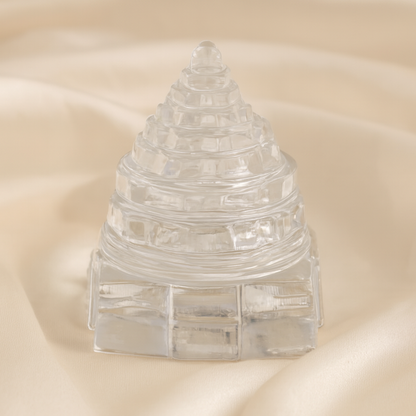 Natural Clear Quartz Sri Yantra Bead for Focus
